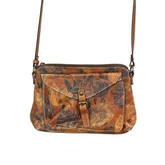 Patricia Nash Avellino Floral Leather Crossbody Handbag Purse Fall Colors - Picture 1 of 15